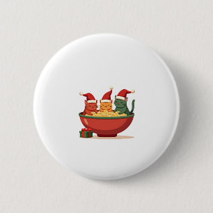 Macaron Rond 5 Cm Noël Ramen Chat Père Noël Anime Meow Kitty Meow Ca