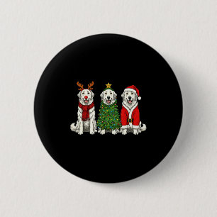 Macaron Rond 5 Cm Noël Rétro Chien des Pyrénées Saint Nicolas Renne