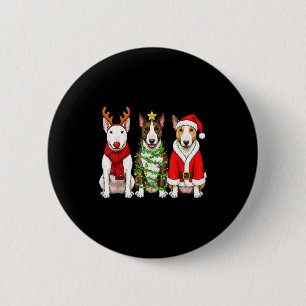 Macaron Rond 5 Cm Noël Rétro Taureau Terrier Santa Renne Chien Lo