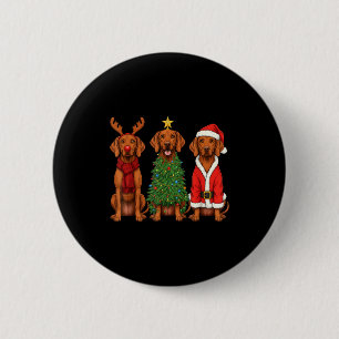 Macaron Rond 5 Cm Noël Rétro Vizsla Père Noël Renne Amoureux des Chi