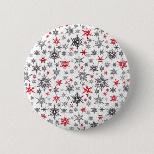 Macaron Rond 5 Cm Noël, rouge, blanc, flocons de neige, hiver