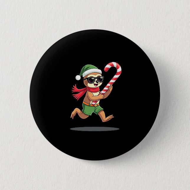 Macaron Rond 5 Cm Noël Sloth Elf Peppermenthe Sucre de canne Chemise (Devant)