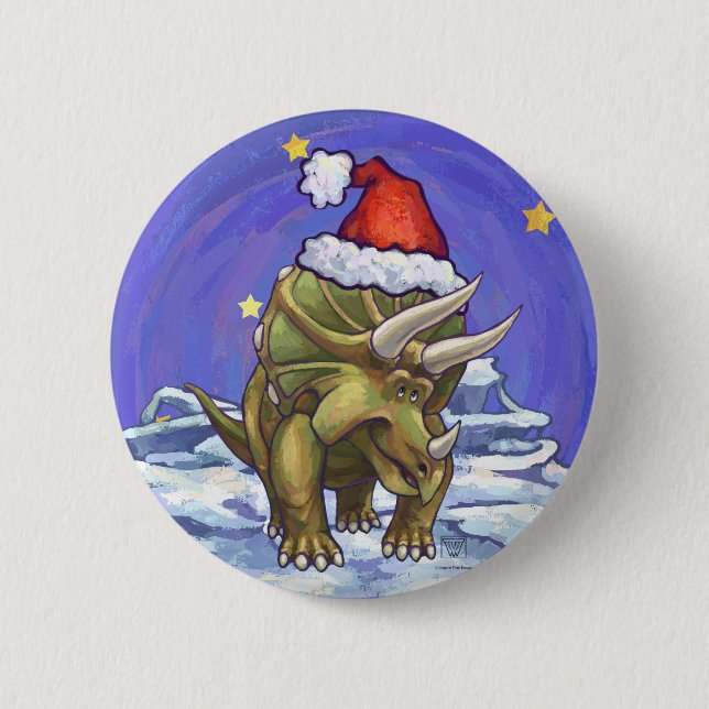 Macaron Rond 5 Cm Noël Triceratops (Devant)