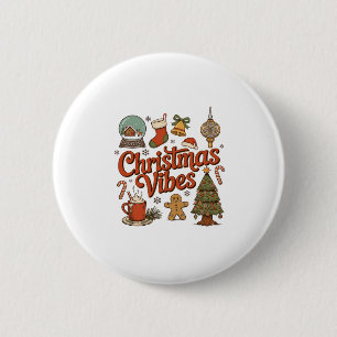Macaron Rond 5 Cm Noël Vibes Boule à Neige Bonhomme en Pain d'Épice 