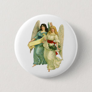 Macaron Rond 5 Cm Noël vintage, anges victoriens angéliques