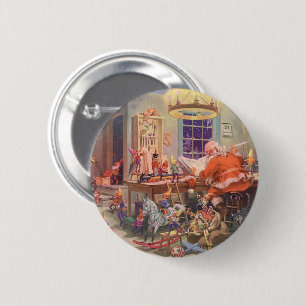 Macaron Rond 5 Cm Noël vintage, le Père Noël avec l'atelier des luti