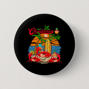 Macaron Rond 5 Cm Noël Vintage Rétro en Juillet Trois Jolis Crabes F