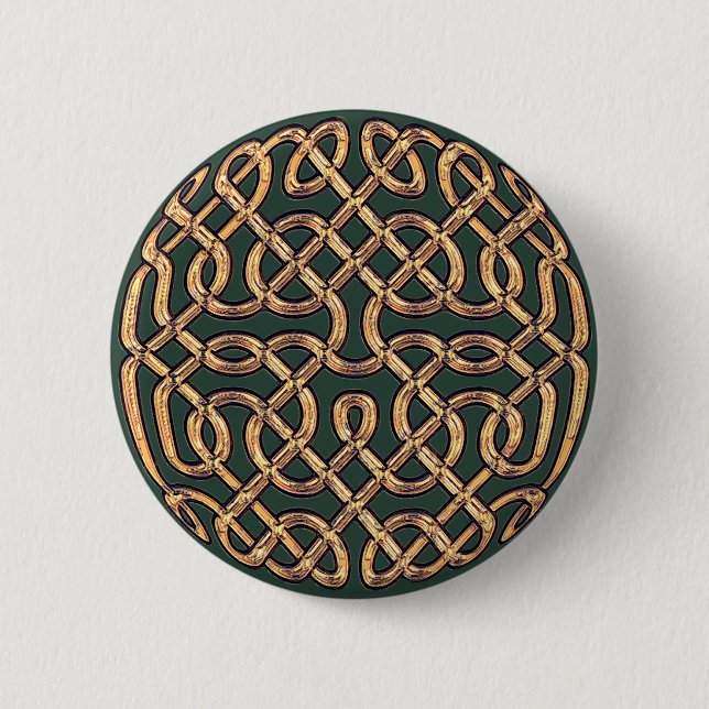 Macaron Rond 5 Cm Noeud celtique en or (Devant)