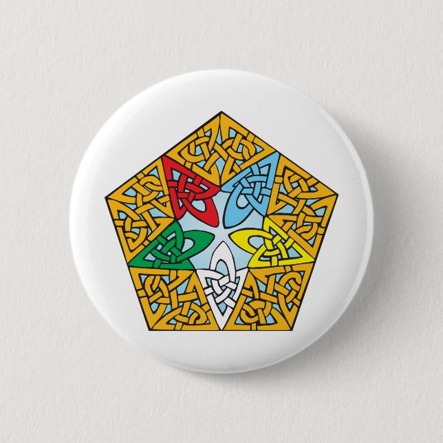 Macaron Rond 5 Cm Noeud oriental de Celtic d'étoile (Devant)