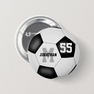 Macaron Rond 5 Cm noir blanc garçons filles soccer personnalisée