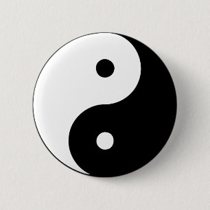 Macaron Rond 5 Cm Noir de Taijitu de Chinois de signe de Taoism de