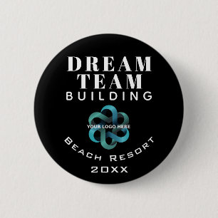 Macaron Rond 5 Cm Noir Dream Team Building Company Logo Employé