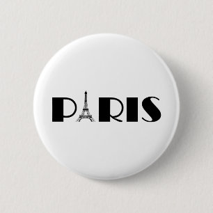 Macaron Rond 5 Cm Noir et blanc de Paris de Tour Eiffel