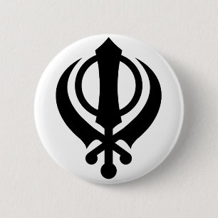 Macaron Rond 5 Cm Noir sikh de Khanda
