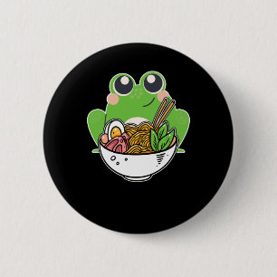 Macaron Rond 5 Cm Noix japonaises Ramen et jolie grenouille droguées
