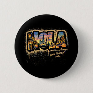 Macaron Rond 5 Cm NOLA Art de rue de La Nouvelle-Orléans Design de v