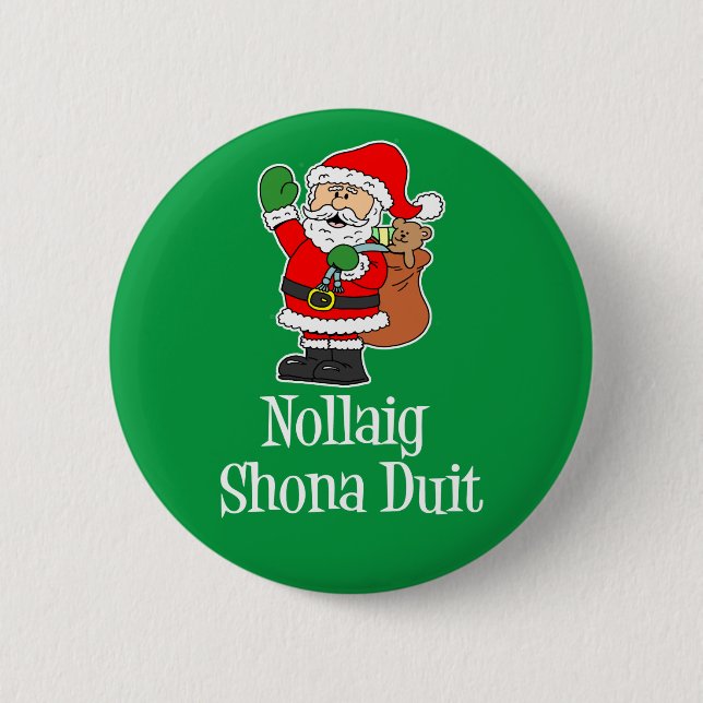 Macaron Rond 5 Cm Nollaig Shona Duit Irish Christmas Père Noël (Devant)