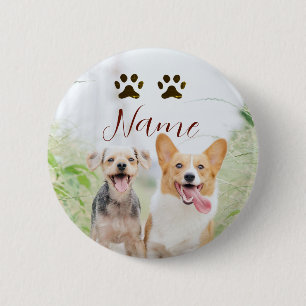 Macaron Rond 5 Cm nom animal de compagnie chien chat patte photo sim