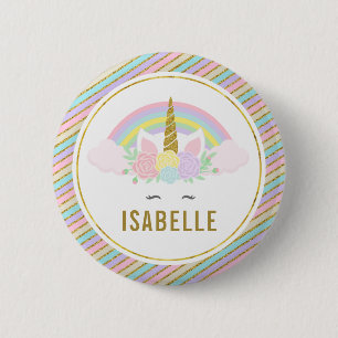Macaron Rond 5 Cm Nom Balise Rainbow Unicorn Party Pin