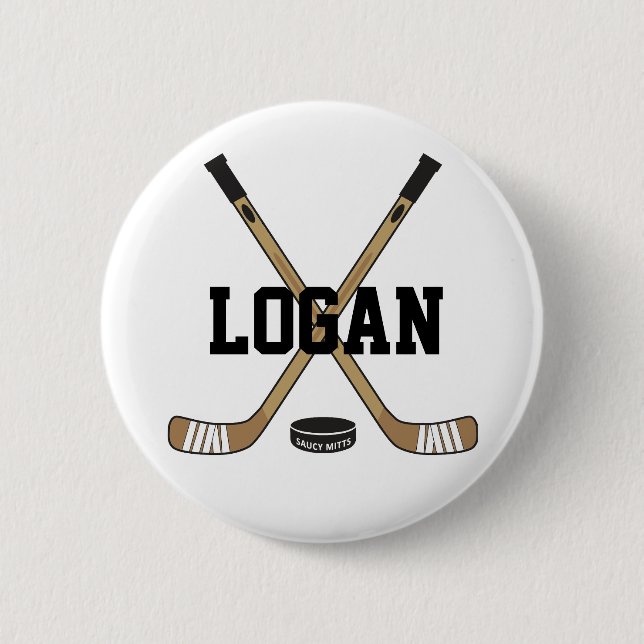 Macaron Rond 5 Cm Nom de hockey personnalisé Hockey Pinback Flare (Devant)