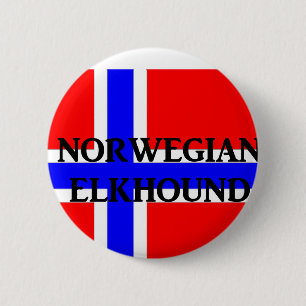 Macaron Rond 5 Cm nom de l'elkhound norvégien drapeau-norvège