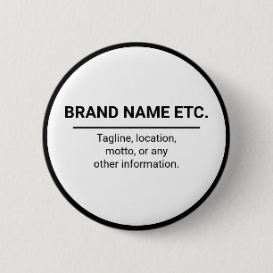 Macaron Rond 5 Cm Nom d'entreprise et slogan Black & White Branding