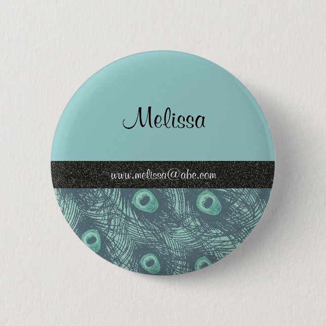 Macaron Rond 5 Cm Nom d'impression Peacock Modèle Bouton/broche d'or (Devant)