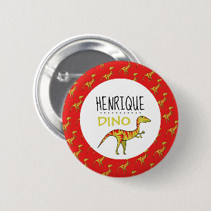 Macaron Rond 5 Cm Nom Dino Personnalisé, Dinosaur 6 Cm Insigne Rond