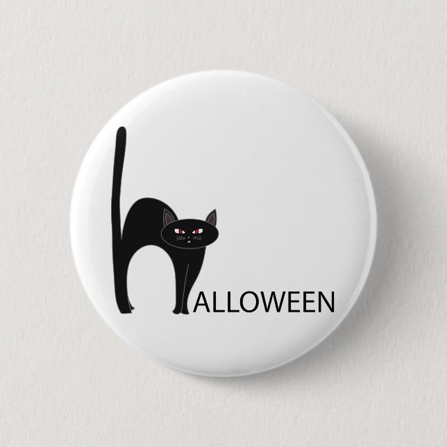Macaron Rond 5 Cm Nom du chat noir Halloween (Devant)