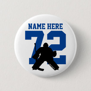 Macaron Rond 5 Cm Nom du gardien de hockey personnalisé Numéro Flamm