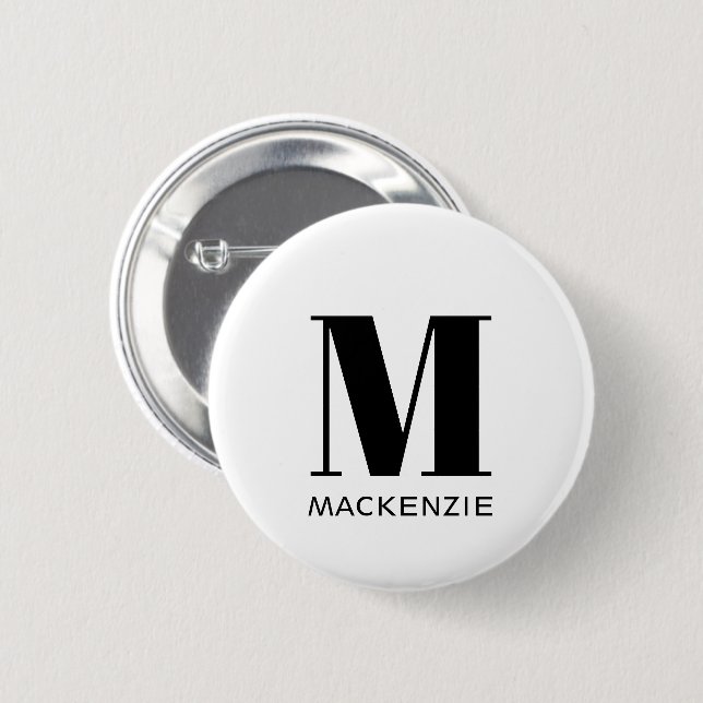 Macaron Rond 5 Cm Nom du monogramme simple (Devant & derrière)