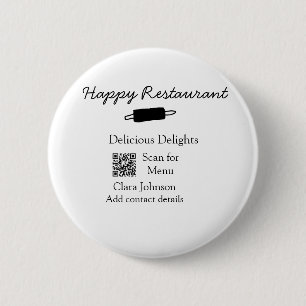 Macaron Rond 5 Cm Nom du restaurant scan QR menu ajouter les coordon