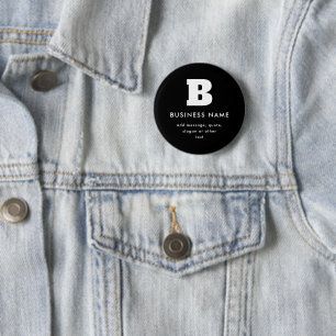 Macaron Rond 5 Cm Nom et slogan commercial modifiables Noir et bla
