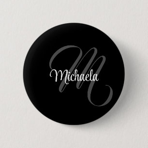 Macaron Rond 5 Cm Nom initial de monogramme moderne minimaliste