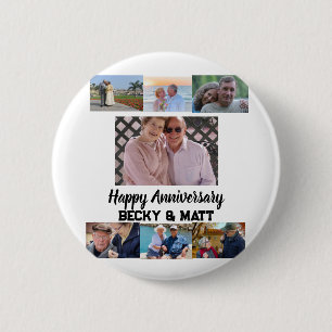 Macaron Rond 5 Cm Nom moderne personnalisé 7 Anniversaire photo