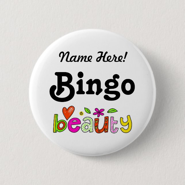 Macaron Rond 5 Cm Nom personnalisé Bingo Beauté Pinback personnalisé (Devant)