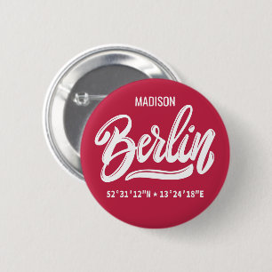 Macaron Rond 5 Cm Nom personnalisé Coordonnées Berlin Allemagne