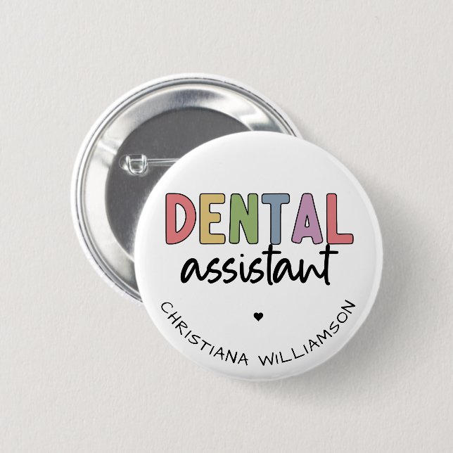 Macaron Rond 5 Cm Nom personnalisé Dental Assistant Cadeau (Devant & derrière)