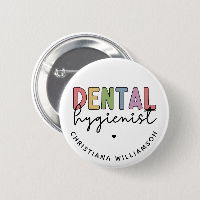 Macaron Rond 5 Cm Nom personnalisé Dental Hygienist RDH Cadeaux (Devant & derrière)