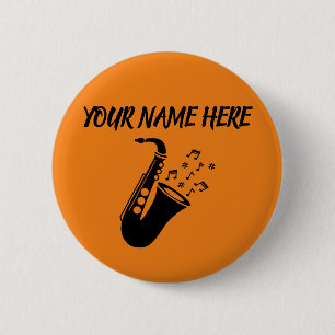 Macaron Rond 5 Cm NOM PERSONNALISÉ DU Saxophone
