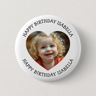 Macaron Rond 5 Cm Nom personnalisé et photo de cœur pour anniversair