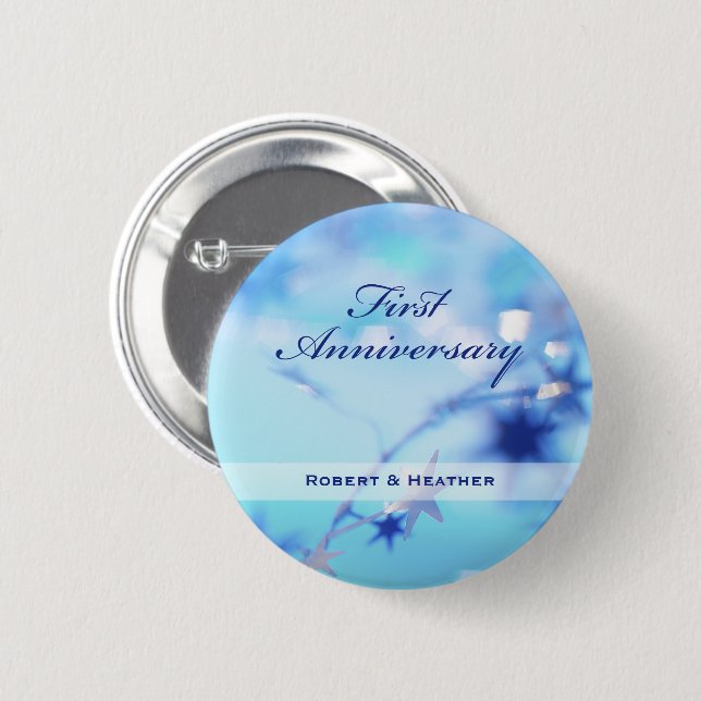 Macaron Rond 5 Cm Nom personnalisé, Étincelle du premier Mariage (Devant & derrière)
