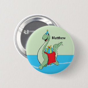 Macaron Rond 5 Cm Nom Personnalisé, Garçon, Dinosaure Anniversaire
