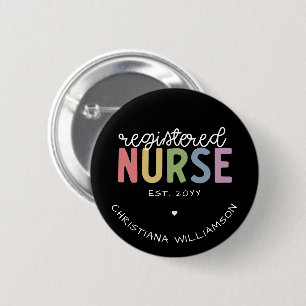 Macaron Rond 5 Cm Nom personnalisé Infirmière inscrite infirmière in