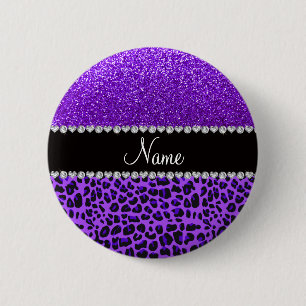 Macaron Rond 5 Cm Nom personnalisé leopard violet indigo violet part
