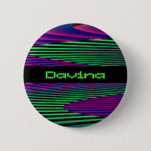 Macaron Rond 5 Cm Nom personnalisé Neon Seas