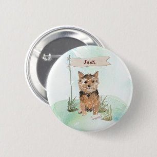 Macaron Rond 5 Cm Nom personnalisé Norfolk Terrier chien animal de c
