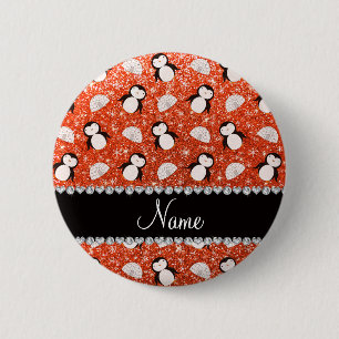 Macaron Rond 5 Cm Nom personnalisé parties scintillant orange pingou