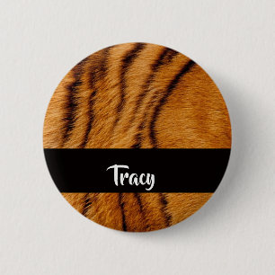 Macaron Rond 5 Cm Nom personnalisé peau de tigre