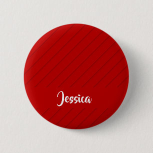 Macaron Rond 5 Cm Nom personnalisé rouge diagonale plastique texturé